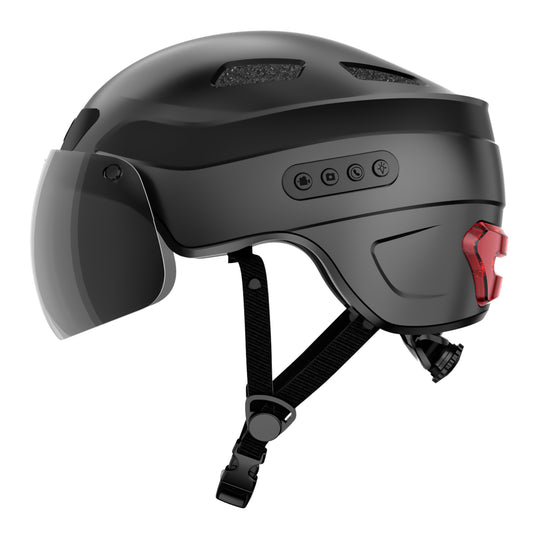 Uppgraderad Bluetooth Calling Smart Helmet med 1080P HD Built-in Driving Recorder Camera, Detachable Visor, Turn Signal Taillight