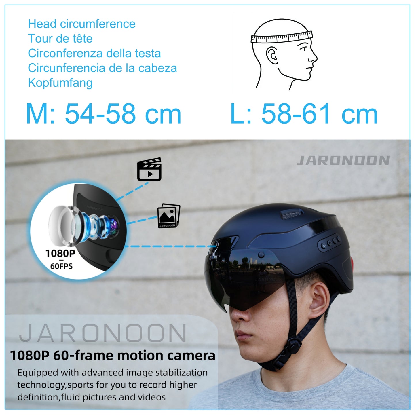 Bluetooth aggiornato chiamata Smart Helmet con 1080P HD integrato guida registratore fotocamera, Visiera staccabile,Turn segnale luce