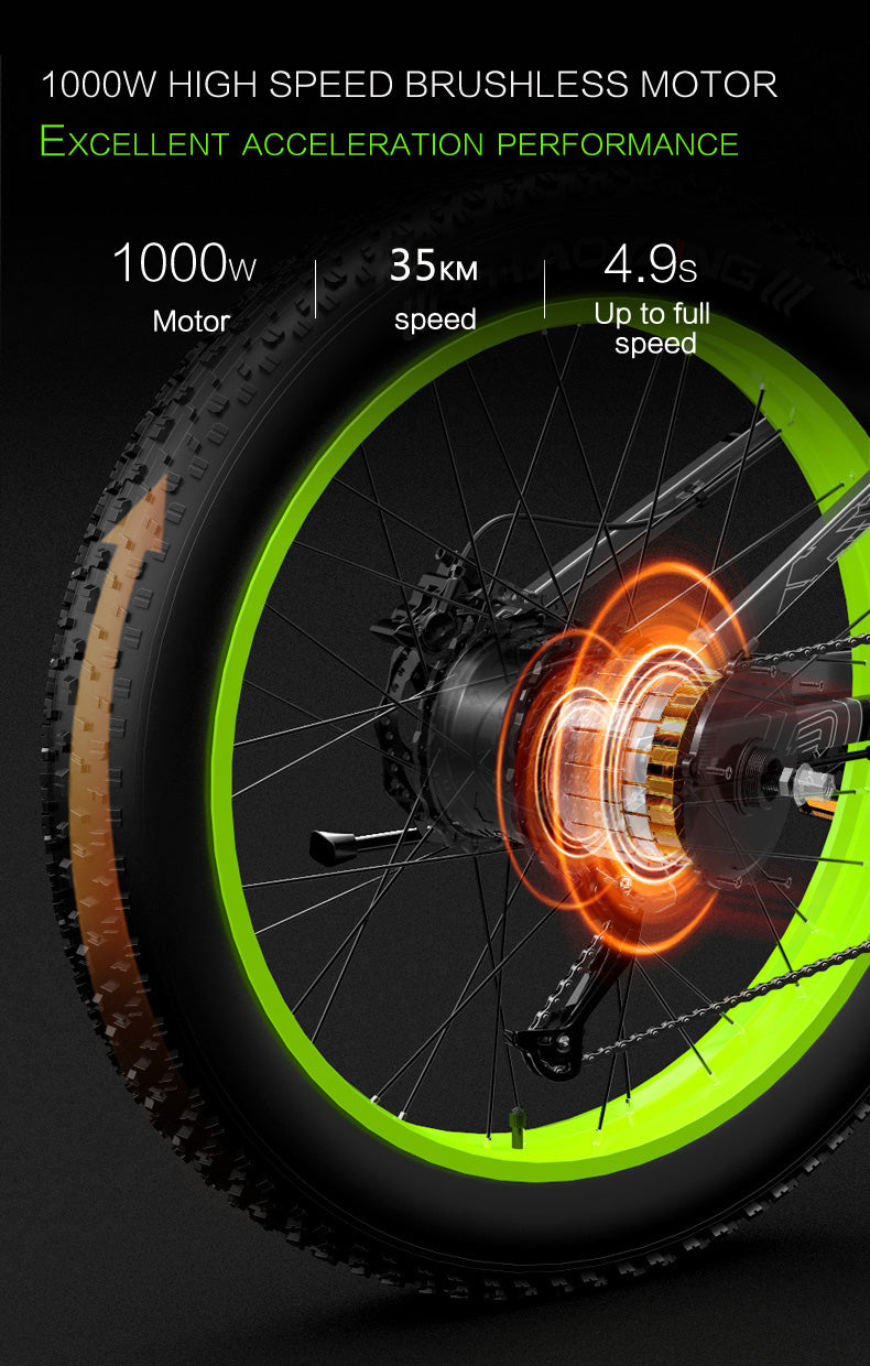 Lankeleisi XT750Plus 1000W Bicicletă electrică puternică cu anvelope grase, asistență la pedală cu 5 niveluri, baterie cu litiu de mare capacitate 48V 14,5A/17,5A, adoptă furca de coborâre cu suspensie cu umăr dublu