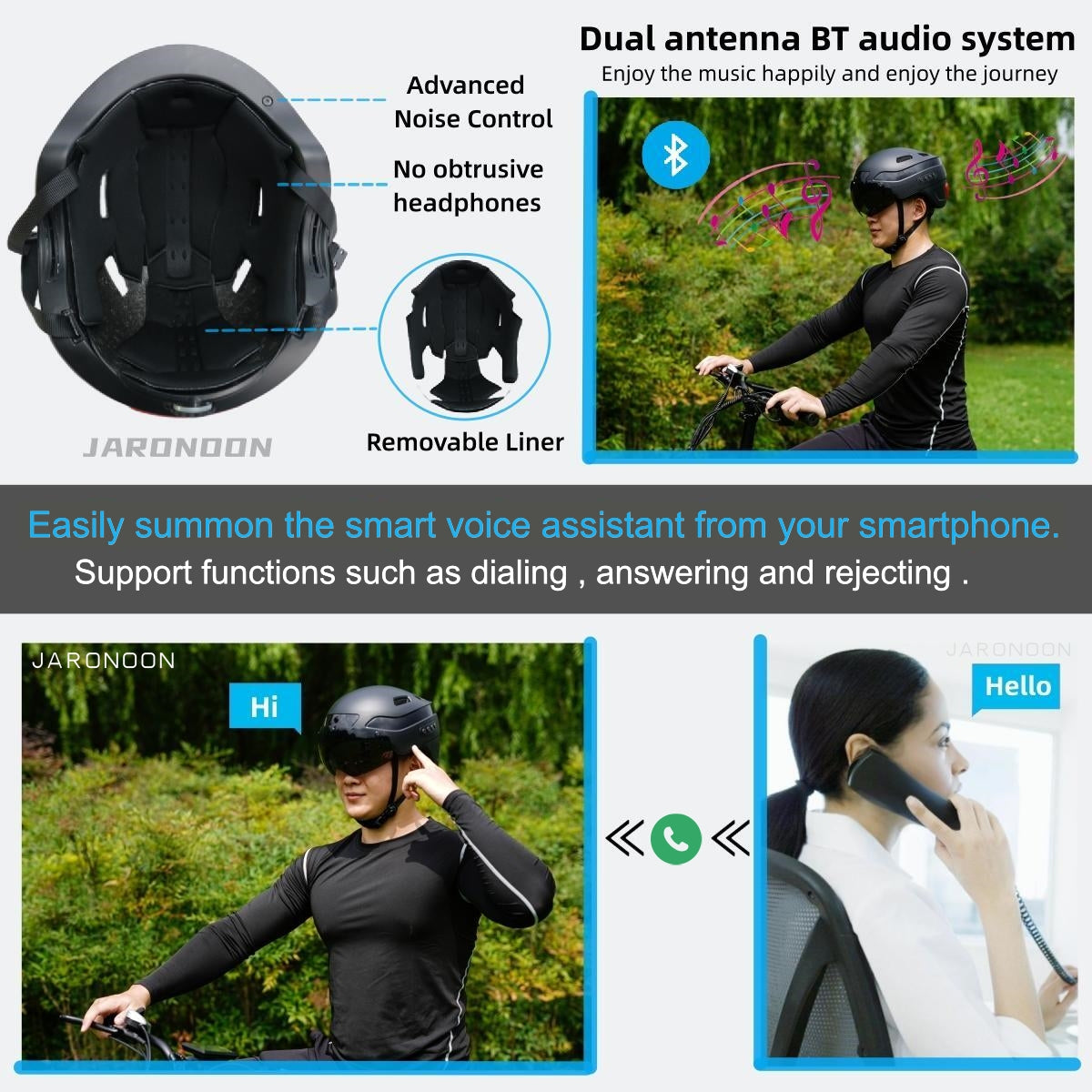 HA03D Upgraded Bluetooth Calling Smart Helmet with 1080P HD Built-in Driving Recorder Camera, Detachable Visor,Turn Signal Taillight