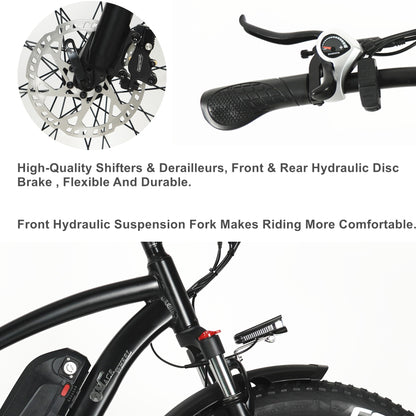 M26 750W Powerful Electric Bike 26 Inch Fat Tire Mountain Bike Snow Bike 48V 15Ah Lithium Battery Fast Speed