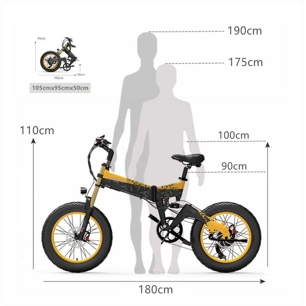 Lankeleisi X3000plus Forcella anteriore 20 pollici 4.0 Fat Tire Snow Bike, Bici da montagna pieghevole, 1000W motore, Suspensione completa, Forcella anteriore aggiornata