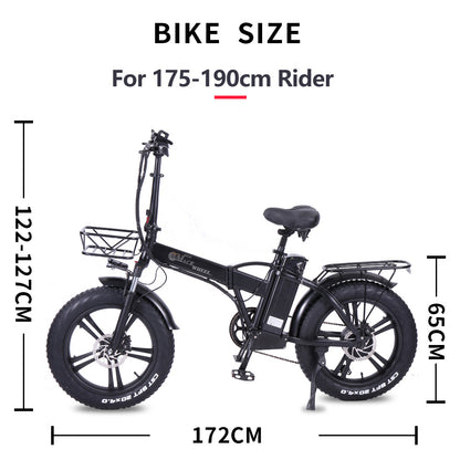 GW20-NEW 20 tum Folding Electric Bike, Integrated Wheel, 48V 750W Fat Tire Bicycle 30-45km/h Hastighet