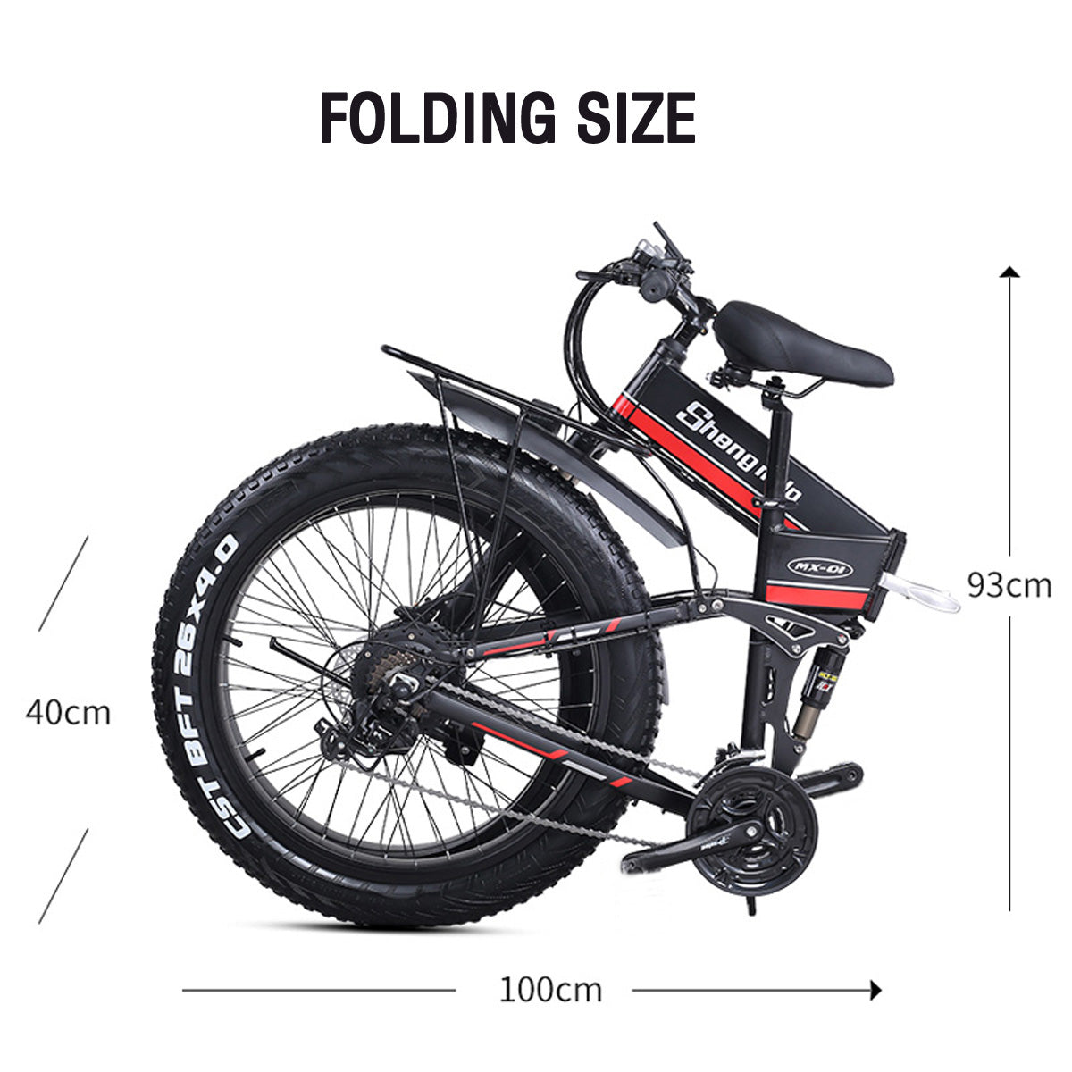 MX01 26 pollici pieghevole bicicletta elettrica, 48V 1000W Motore potente, Montagna Bike Fat, bici da corsa a 5 livelli Assist Snow Bike