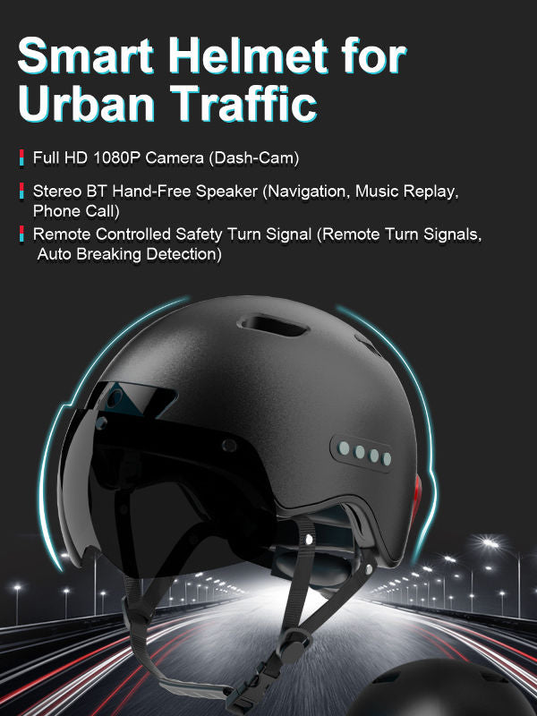 Bluetooth Calling Smart Helmet con fotocamera per registratore di guida incorporata, Visiera staccabile,Turchia segnale circolare, per Commuter urbano