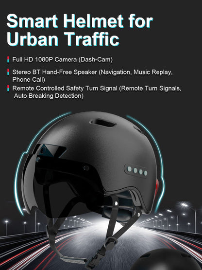 Bluetooth Calling Smart Helmet con fotocamera per registratore di guida incorporata, Visiera staccabile,Turchia segnale circolare, per Commuter urbano