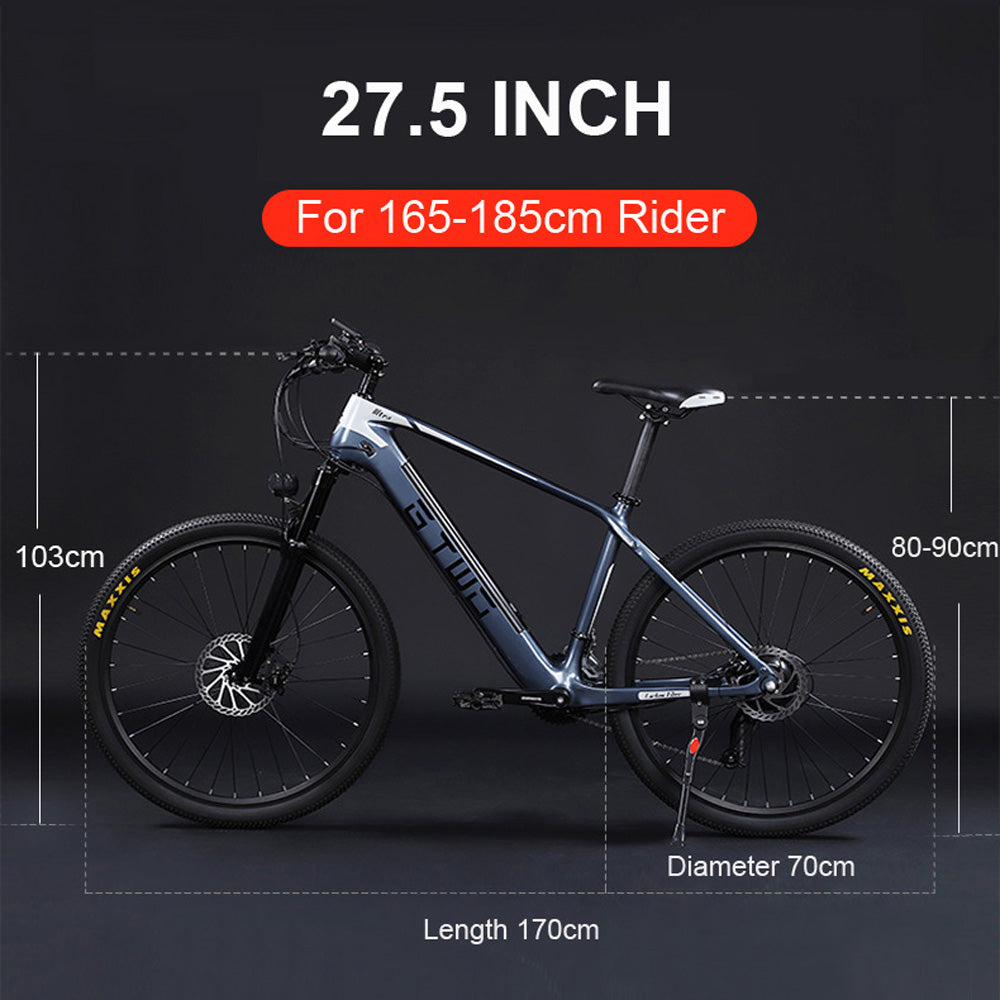 bici elettrica del fibra di carbonio da 7,5 pollici, adpopt 350W / 500W motore, forcella anteriore dell'ammortizzatore dell'aria, 27 Speed Mountain Bike