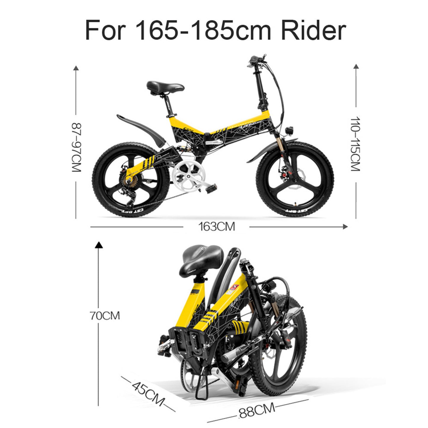 G650 20 inch E-bike Mountain Bike Bicicletă electrică pliabilă 400W 48V Baterie cu litiu Suspensie completă față și spate