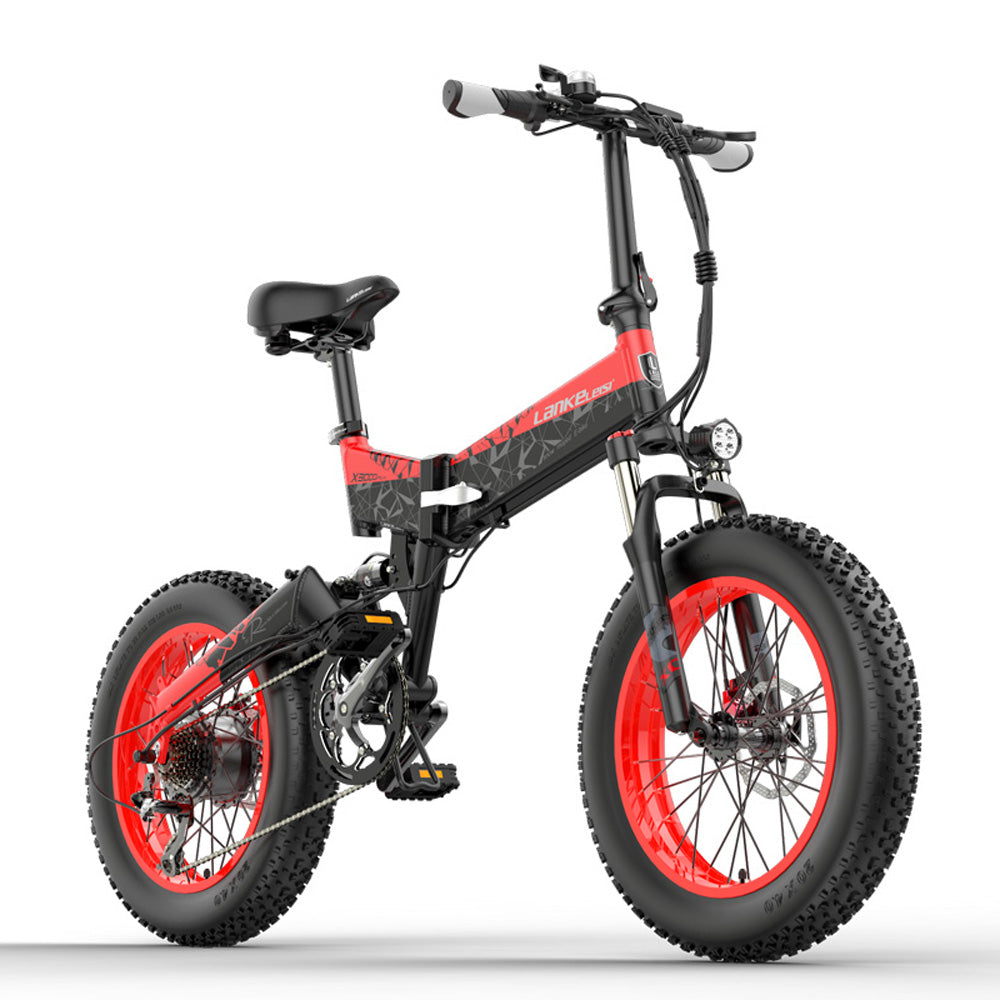 Lankeleisi X3000plus 1000W Folding E-cykel 48V 14.5A/17.5A Electric Bike Snow Bike 20 Inch Mountain Bike Front & Rear Full Suspension