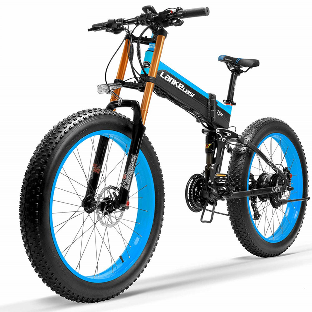 Lankeleisi XT750Plus 1000W Potente bici elettrica del pneumatico grasso, Assist di pedale di 5 livelli, 48V 14.5A/17.5A Batteria al litio di grande capacità, adotta la forcella di discesa a doppia sospensione della spalla