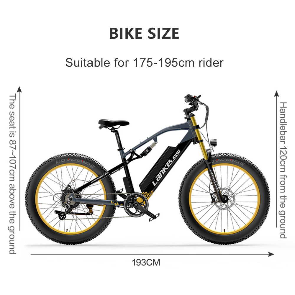 RV700 1000W 48V 16Ah Potente bicicletta elettrica 26 pollici Beach Bike Mountain Bicicletta a molla dell'olio a discesa Forcella doppia sospensione