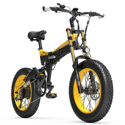 Lankeleisi X3000plus Forcella anteriore 20 pollici 4.0 Fat Tire Snow Bike, Bici da montagna pieghevole, 1000W motore, Suspensione completa, Forcella anteriore aggiornata