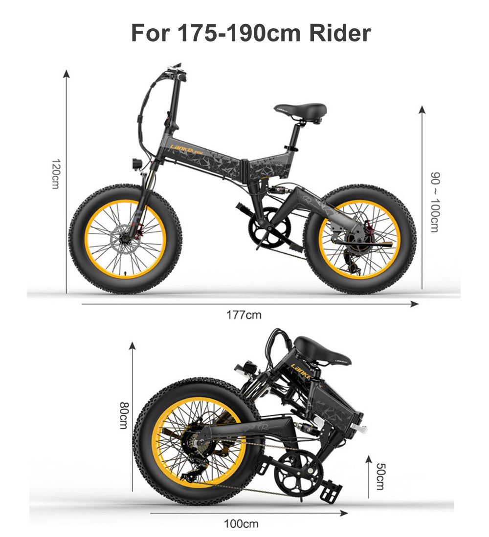 Lankeleisi X3000plus 1000W pieghevole E-bike 48V 14.5A/17.5A Bici elettrica della neve della bici di 20 pollici della bicicletta di montagna anteriore e posteriore completa sospensione