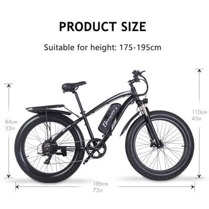 Shengmilo MX02S 26 pollici bici elettrica 1000W Mens Mountain Bike Snow Bike 48V17Ah Batteria al litio 4.0 Fat Tire E-bike idraulica Freno a disco