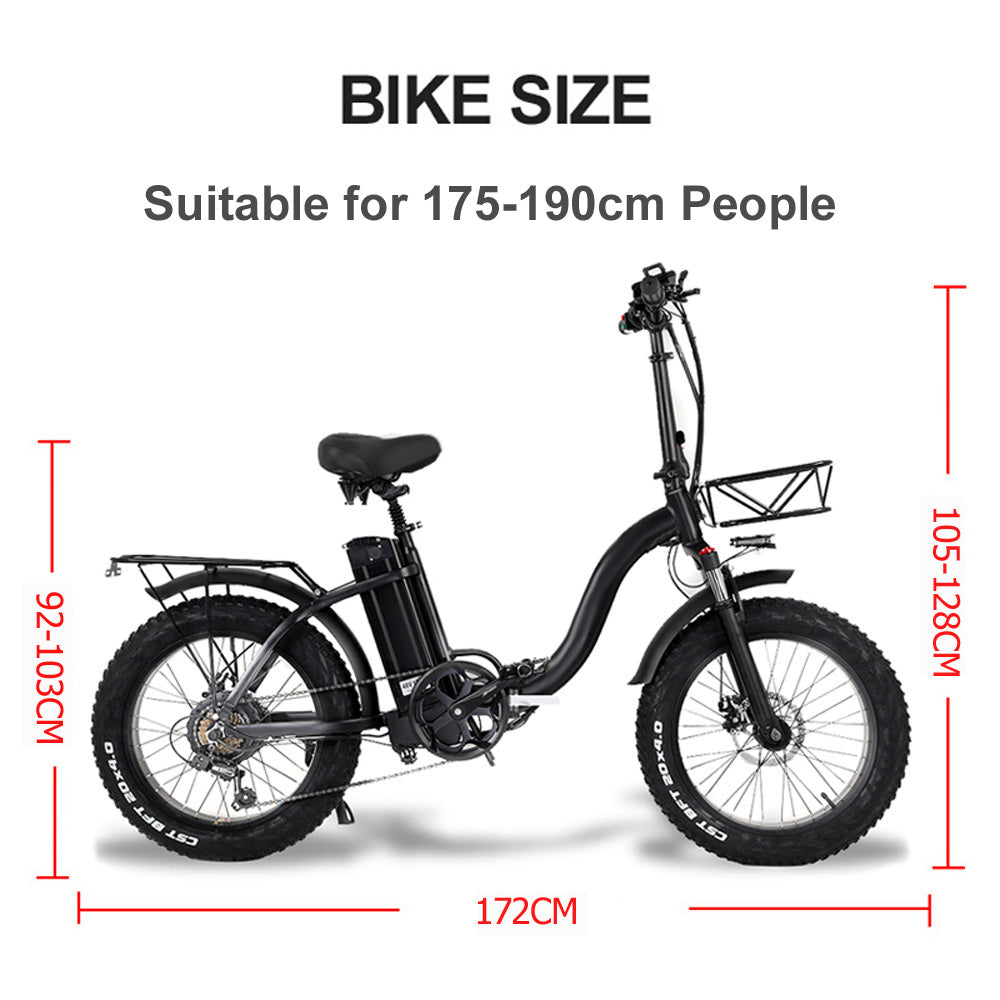 CMACEWHEEL Y20 750W Folding Electric Bike, 20 tum 4.0 Fat Tire Mountain Bike, 48V 15A/17A Lithium Battery, Hastighet upp till 45km/h