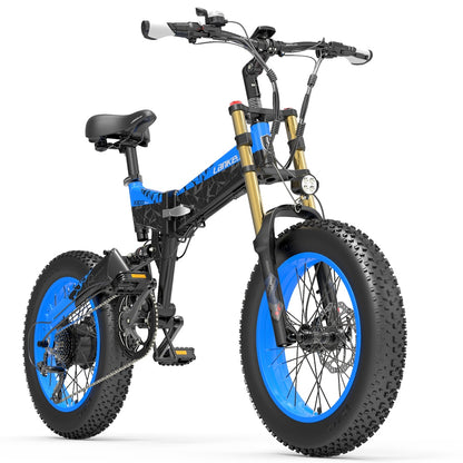 Lankeleisi X3000plus Forcella anteriore 20 pollici 4.0 Fat Tire Snow Bike, Bici da montagna pieghevole, 1000W motore, Suspensione completa, Forcella anteriore aggiornata